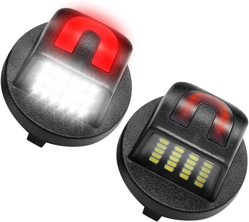 LESAUCE LED License Plate Lights Tag Lights Compatible with Ford F150 F250 F350 Super Duty Ranger Explorer Bronco Excursion Expedition, C-Shaped for Rear Parking Red Light, 6500K White, Pack of 2 - Image 1